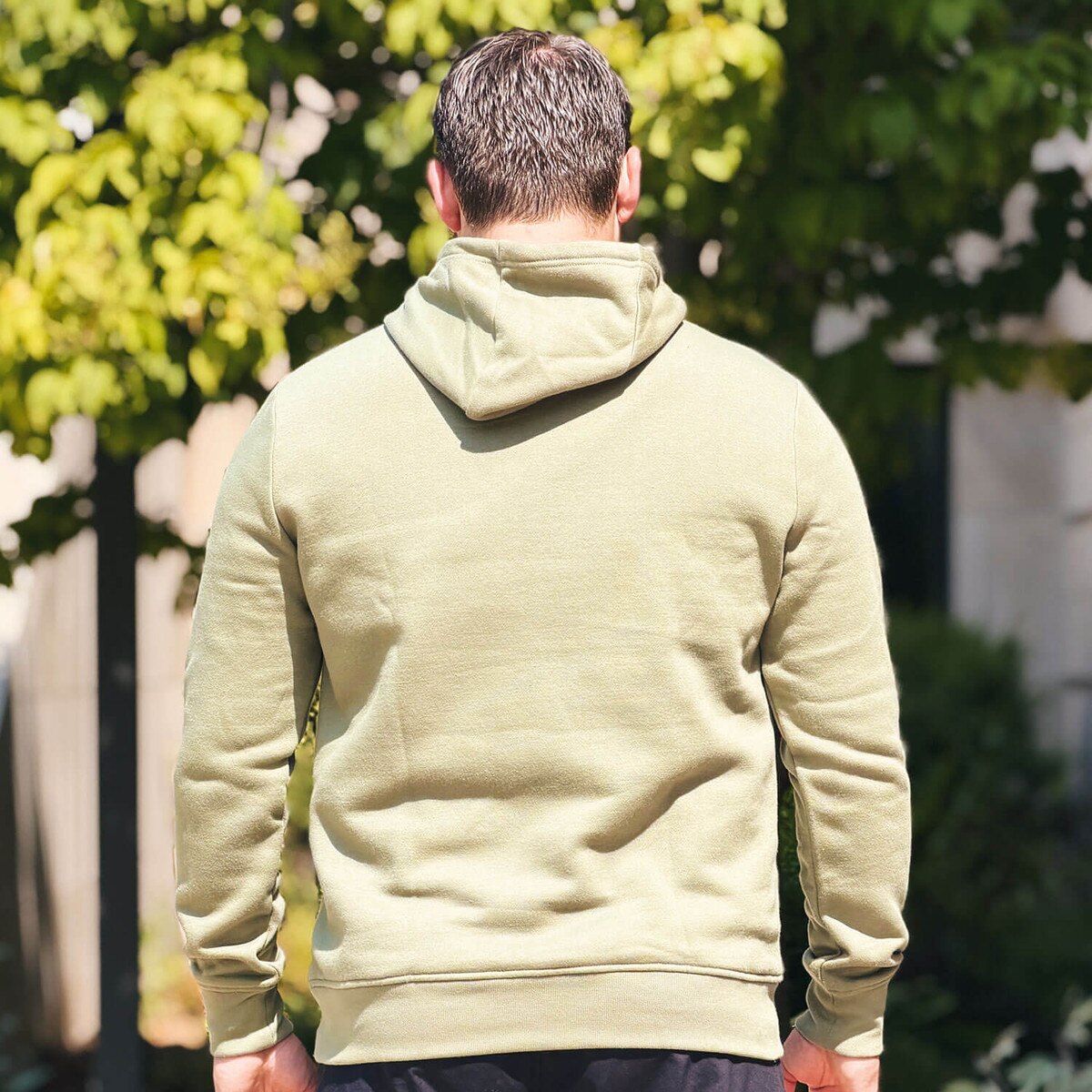Back of Authentic Brand I-State Olive Green Hooded Sweatshirt